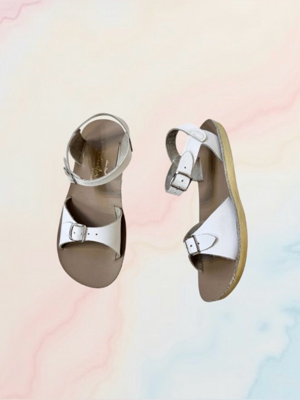 Sun-San saltwater HOY white leather sandals girls shoes size 3